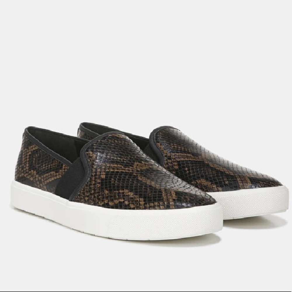 Vince Blair Snakeskin Leather Slip On Sneakers
